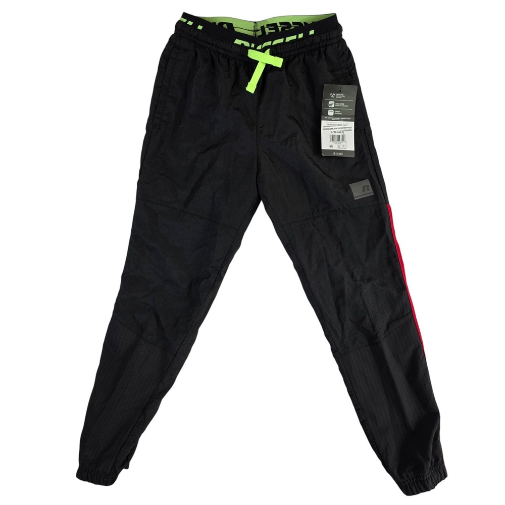 Russell Athletic Pants Black Track Neon‎ Trim Activewear Size Youth